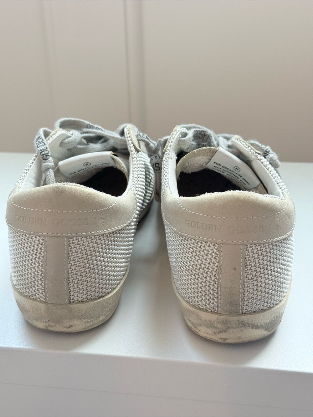 Golden Goose SZ 37 women off white Mesh Sneakers w/leopard star- spec. laces - Picture 3 of 7